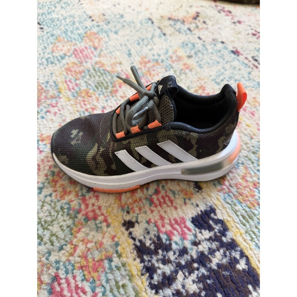 Adidas Racer Camo Youth Size 12 ONE Shoe AF0204 Green Orange Cloudfoam